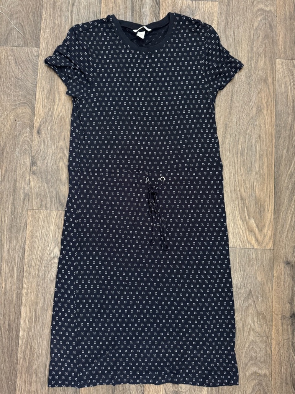 H&M Navy Midi Dress with White Dot Print
